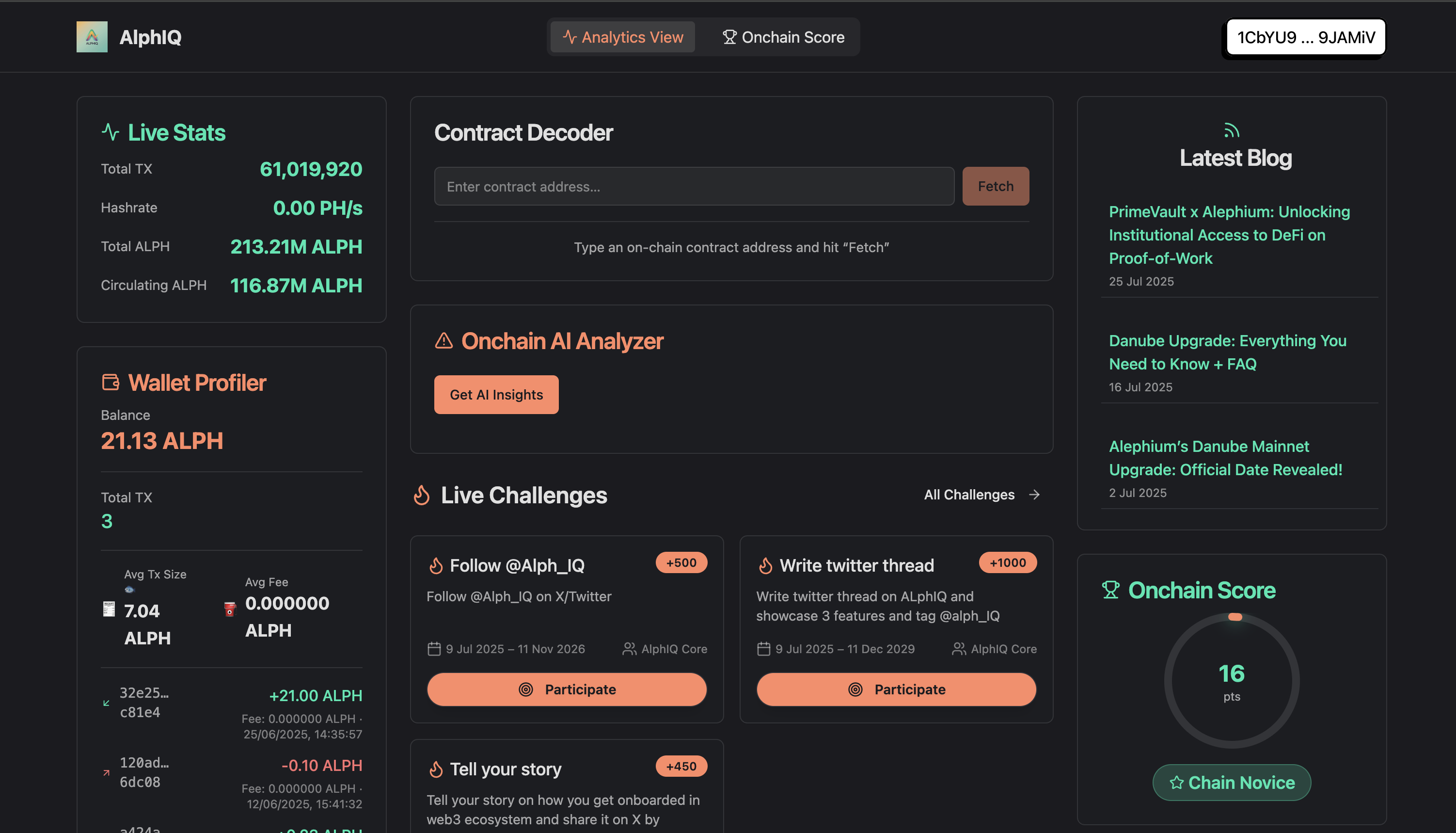 AlphIQ Analytics Dashboard